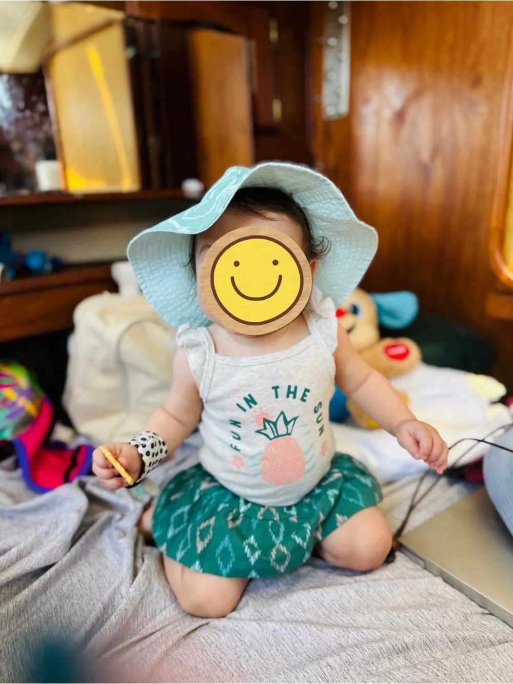🩵 Carter’s Baby Girl Swimsuit + Matching Sun Hat – Size 6M